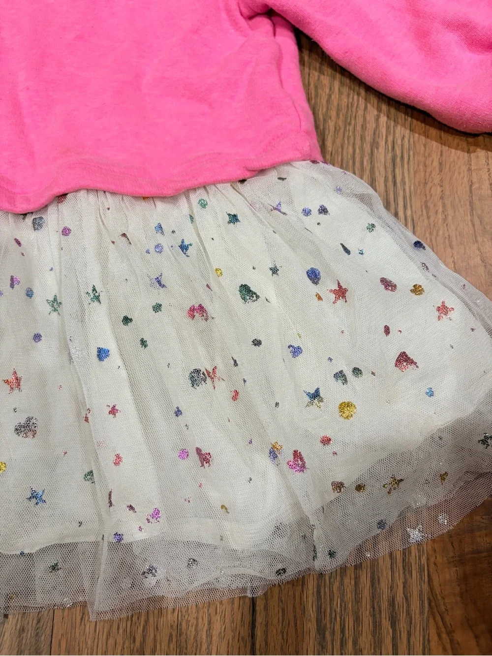 Gap toddler girl pink sweatshirt tutu dress with metallic foil print